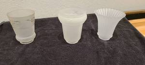 lot 99 image: 3 Frosted & Etched Glass Lamp Shades