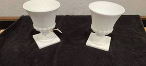 lot 107 image: Milk Glass Pedestal Flower Pots