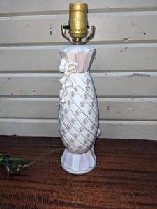 lot 116 image: Pink & White Porcelain Lamp Made in Occupied Japan