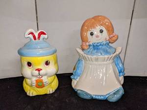 lot 164 image: Raggedy Ann & Rabbit Cookie Jars