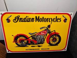 lot 169 image: Porcelain Indian Motorcycles Sign