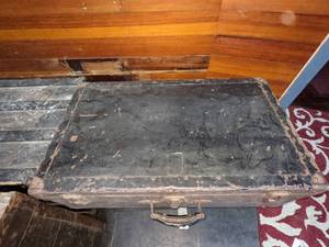 lot 303 image: Antique Tin Storage BoxTrunk