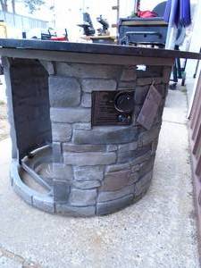 Resin & Faux granite lp fire pit. Good condition. Appears unused. Possibly a store display. As shown.