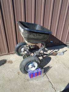 Pull behind spreader precision pro. 21 x 17 x 15hopper. As shown.