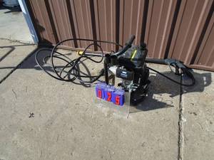 Lifan 2100 psi gas pressure washer with hose & wand. Motor runs. Unable to fully test. As shown.