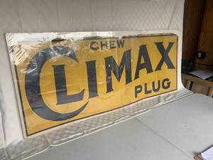 lot 95 image: Antique Climax Tobacco Advertising Linen Sign