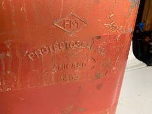 lot 101 image: Vintage 1920s Industrial Red Trash Can