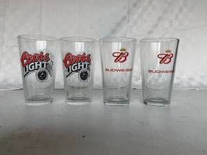 lot 108 image: 4 Glasses Coors and Budweiser