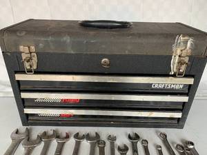 lot 140 image: Craftsman Toolbox, Wrenches and Socket Set