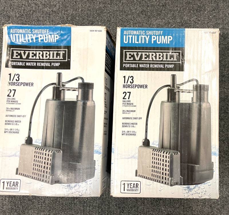 Lot of 2 Everbilt 13 HP Automatic Utility Pumps.