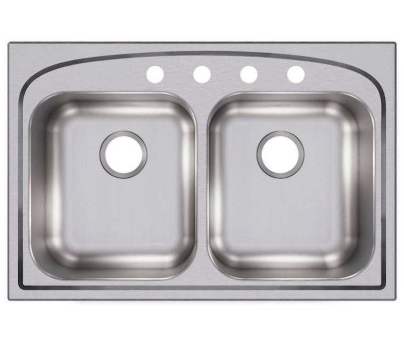 Elkay Pergola Drop-In Stainless Steel 33 in. 4-Hole Double Bowl Kitchen Sink.