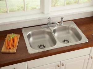 Glacier Bay All-in-One Drop-In Stainless Steel 33 in. Double Bowl Kitchen Sink w Faucet
