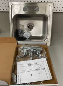Elkay 20 Gauge Stainless Steel 15 Drop in Bar Sink w Faucet