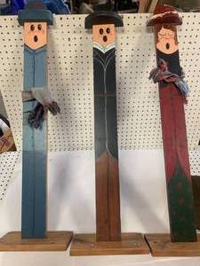Lot of Three Wooden Christmas Decorations
