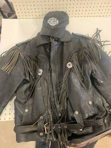 Signed Leather Motorcycle Jacket Size 48 & Hat