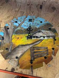 Hand Painted Saw Blade Clock