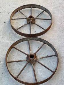 Lot of 2 Metal Spoked Wheels 20� Diameter