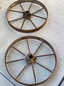 Lot of 2 Metal Spoked Wheels 20� Diameter