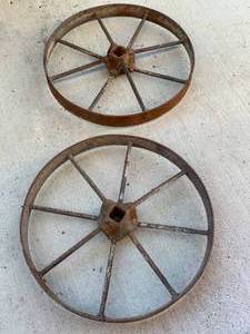 Lot of 2 Metal Spoked Wheels 20� Diameter