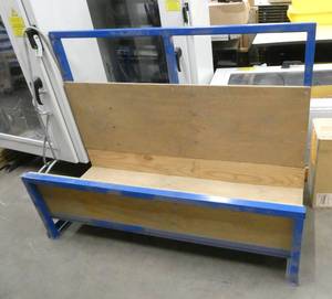 lot 27 image: Steel and wood Storage rack for whatever - 56 longwide x 21 deep, sides are 18 and 43 tall