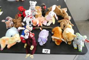 lot 78 image: Lot of 18 Beanie babies, I believe all have tags, and a couple others