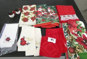 lot 91 image: Big group of christmas hand and dish towels, new
