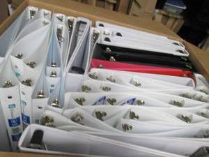 lot 212 image: Box of 3 ring binders...
