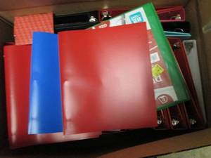 lot 218 image: Box of 3 ring binders...