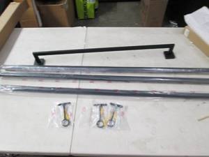 lot 237 image: Room Divider poles and eyelets, bla...