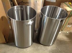 Lot of 2 Urban Commercial Stainless Steel 90Liter23.7 Gallon Round Open Top Trash Can by EKO Customer Returns See Pictures