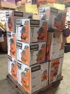 Pallet of Assorted Ridgid Shop Vacs Various Models Sizes and Conditions See Pictures