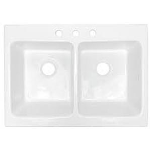Sinkology Josephine Quick-Fit Drop-in Farmhouse Fireclay 33.85 in. 3-Hole Double Bowl Kitchen Sink in Crisp White not used