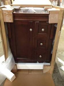Naples 24 in. W x 21.75 in. D Bath Vanity Cabinet in Tobacco by Home Decorators Collection Customer Returns See Pictures