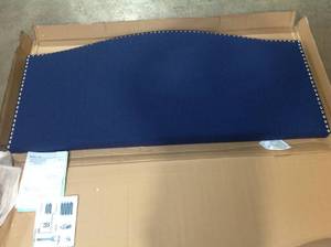 Muna Navy Linen FullQueen Size Headboard with Nailheads by Dorel Living Customer Returns See Pictures