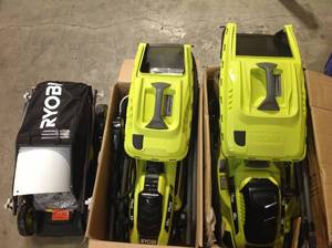 Lot of 3 Assorted Lawn Mowers by Ryobi Customer Returns See Pictures