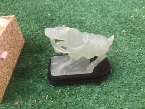 lot 156 image: Vintage Chinese Jade Carved Horse with Stand