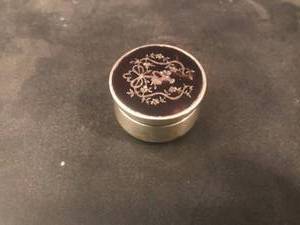 lot 163 image: English Sterling Silver & Tortoise Shell Pill Box