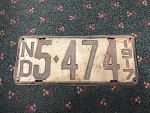 lot 274 image: 1917 ND License Plate