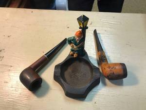 lot 276 image: Cast Iron Ashtray & Pipes