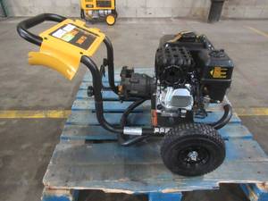 lot 13 image: Dewalt 3400 PSI at 2.5 GPM Cold Water Gas Pressure Washer with Electric Start, DXPW3425E. - STARTS AND RUNS WELL - MISSING ELECTRIC STARTER BOX, HOSE, WAND, AND SPRAY TIPS.
