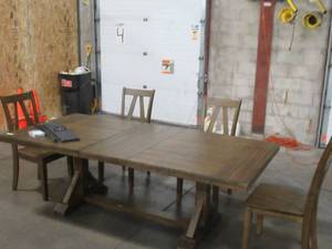 lot 106 image: Flynn 7-Piece Dining Set-Table and 6 Wooden Side Chairs (Damaged On Side Top Of Table Pls See Pictures) Model #DFN100S7PC