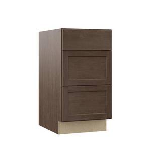 lot 224 image: Shaker Assembled 18x34.5x24 in. Drawer Base Kitchen Cabinet with Ball-Bearing Drawer Glides Model # KDB18-BDL (Crack In Wood See Photos)