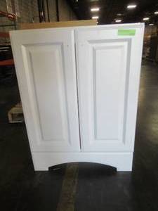 lot 207 image: Glacier Bay 24 in. W Vanity in White - Scratch and dent. - Cracked RH SIDE PANEL.