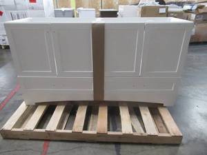 lot 107 image: Glacier Bay Lancaster 60.25 in. W Vanity in White LC60P2COM-WH. - Cabinet Only.