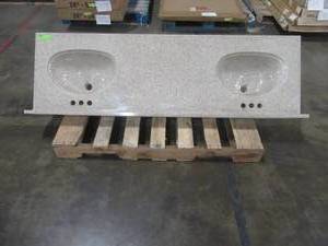 lot 109 image: Marble Holding Co. Cultured Granite Top, Approximate Dimensions 66 x 21, Bullnose Front and RH Side.