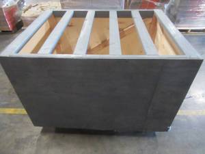 lot 110 image: WOODEN RETAIL DISPLAY RACK Used For Carpeting, Shovels, Brooms, Fencing, And Other Tall Items - Approximate Dimensions 44 x 57 x 36.