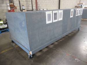 lot 111 image: WOODEN RETAIL DISPLAY RACK Used For Carpeting, Shovels, Brooms, Fencing, And Other Tall Items - Approximate Dimensions 52 x 115 12 x 42.