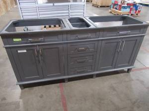 lot 115 image: Home Decorators Collection Sonoma 72 in. W x 22 in. D Vanity in Dark Charcoal. Cabinet only.