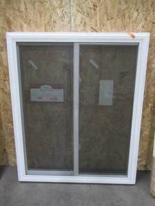 lot 127 image: SIMONTON CUSTOM 6500 Series Sliding Replacement Window in White Vinyl - 49 12 x 59 12 x 3 18 Wall, Dual Cams. With Screen - Never Installed