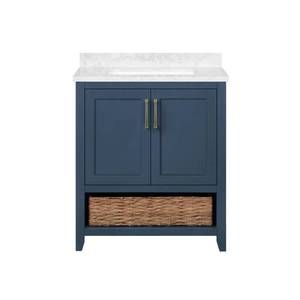 lot 229 image: Newhall 30 in. W x 22 in. D, Grayish Blue Bath Vanity (Top Has Cracks)